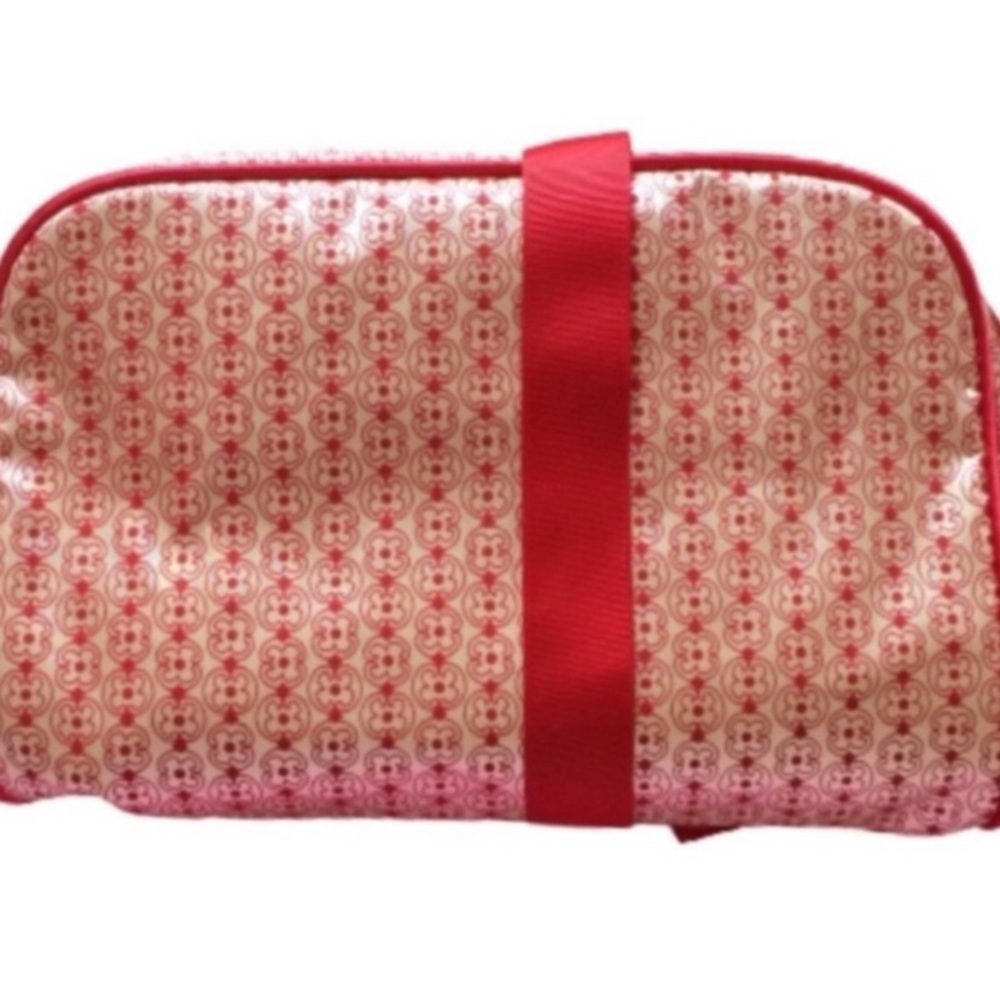 EMMA FOX 2-Piece Cosmetic & Toiletry Bag Set Cherry Red & Cream NWOT Bow-and-Go - Picture 7 of 12